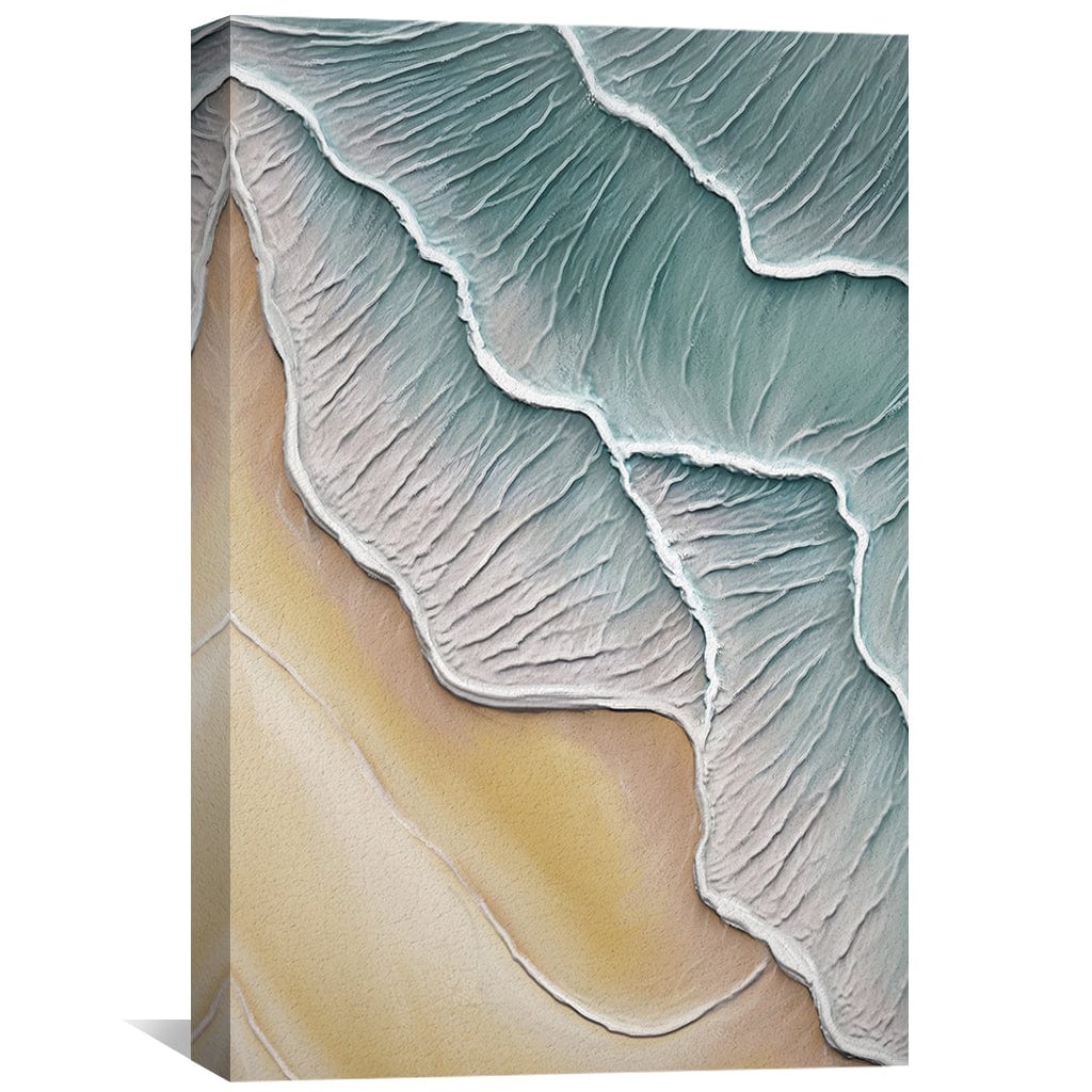 Serene Wavy Shoreline Oil Painting for Coastal Home Decor