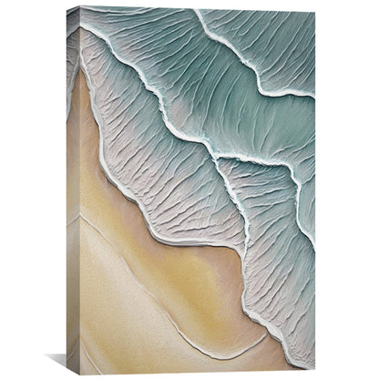 Serene Wavy Shoreline Oil Painting for Coastal Home Decor