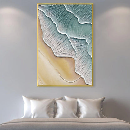 Serene Wavy Shoreline Oil Painting for Coastal Home Decor