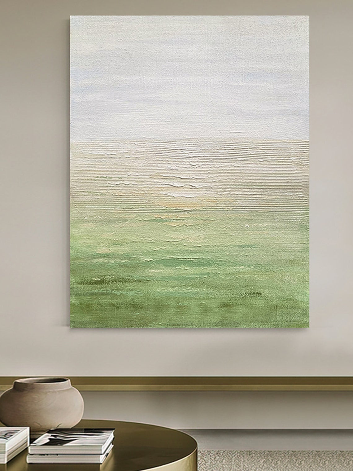 Serene Horizon Abstract Oil Painting for Tranquil Home Décor