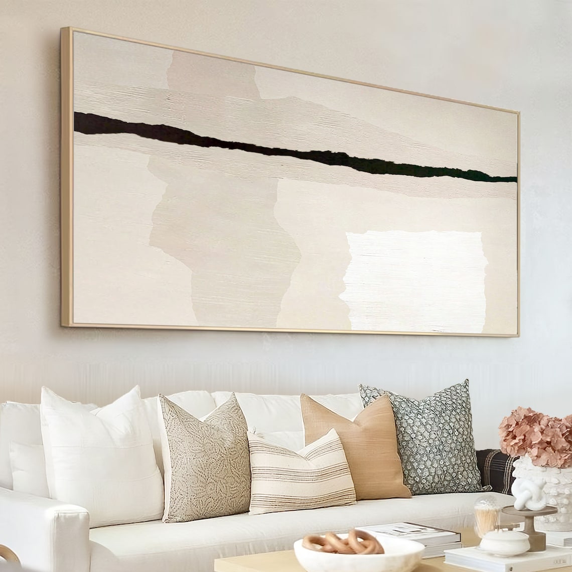 Abstract Oil Painting: Serene Elegance for Modern Home Decor