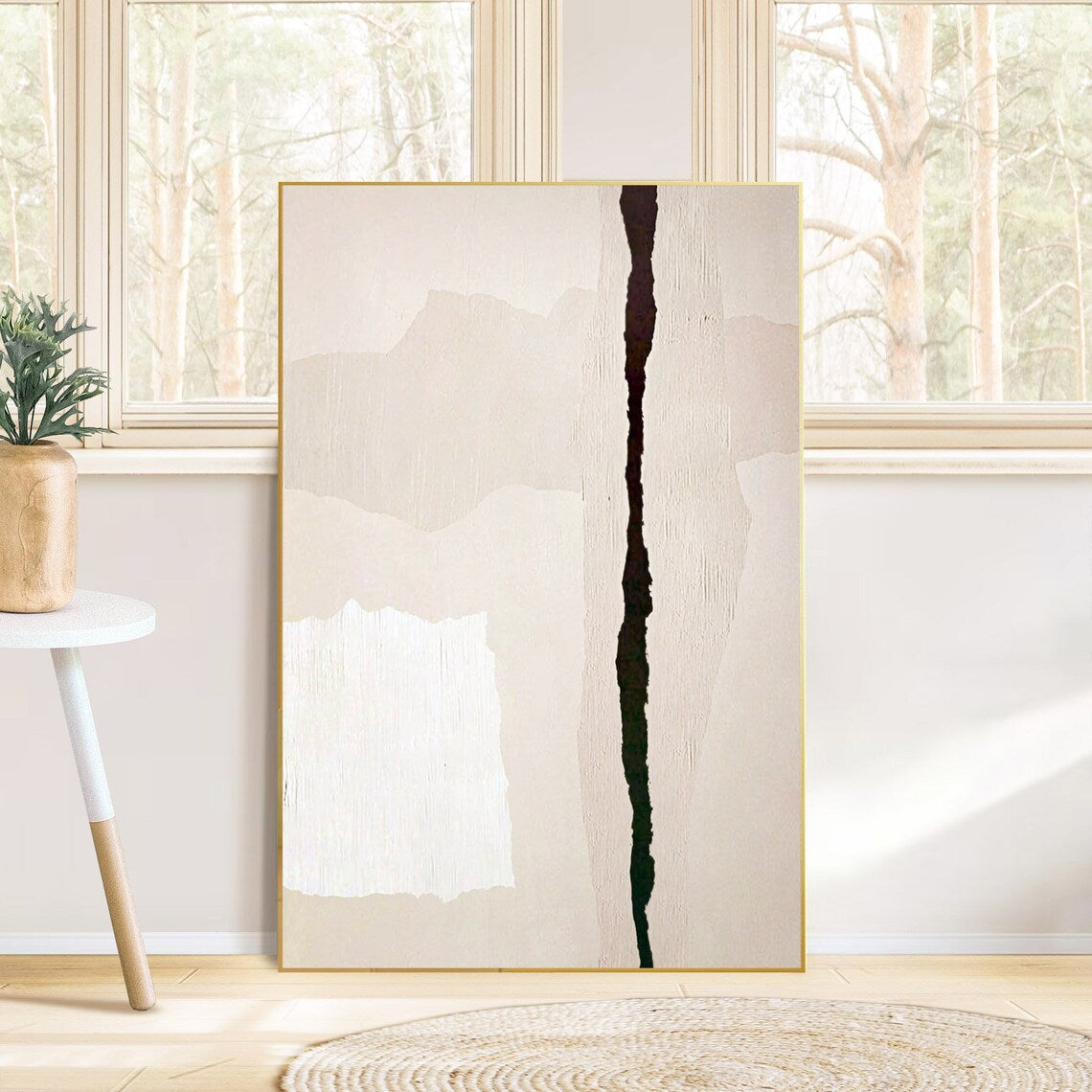 Abstract Oil Painting: Serene Elegance for Modern Home Decor