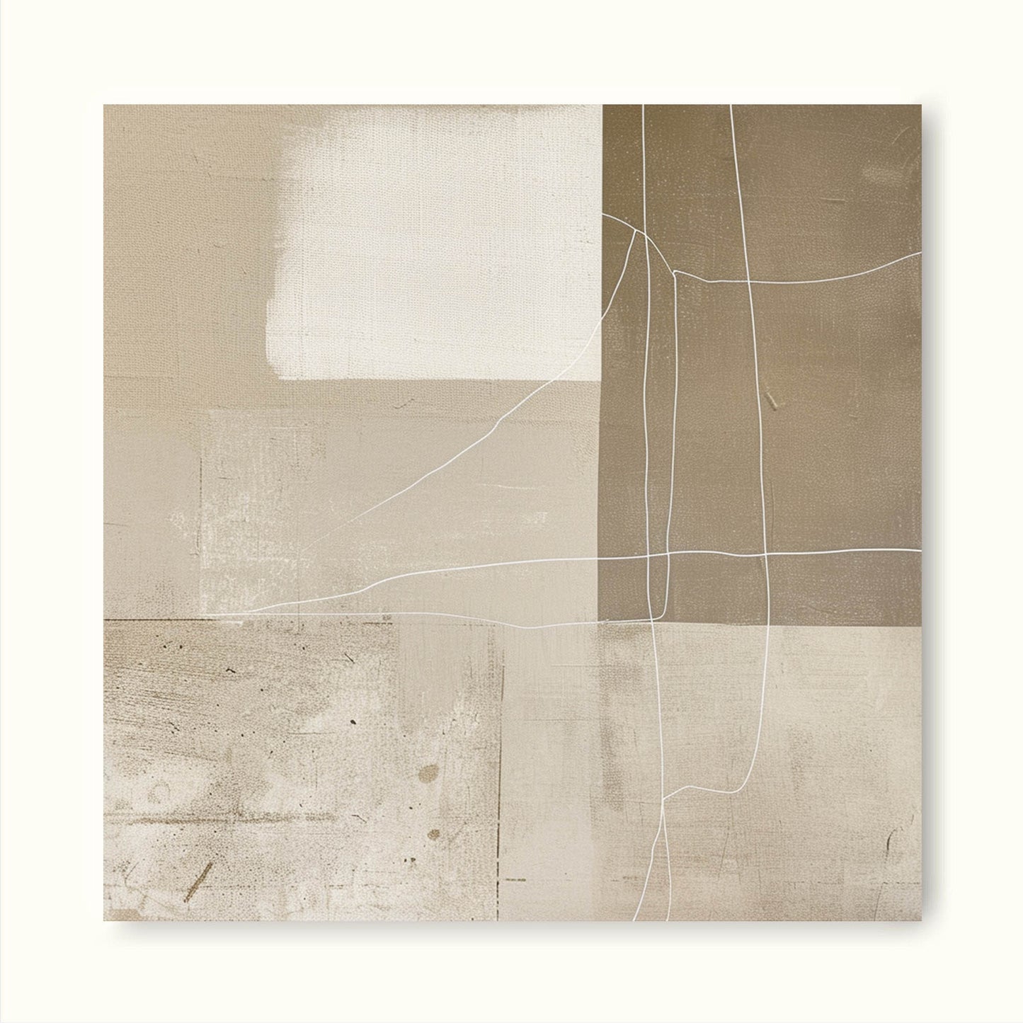 Elegant Minimalist Abstract Oil Painting in Neutral Tones for Modern Décor