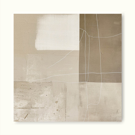 Elegant Minimalist Abstract Oil Painting in Neutral Tones for Modern Décor