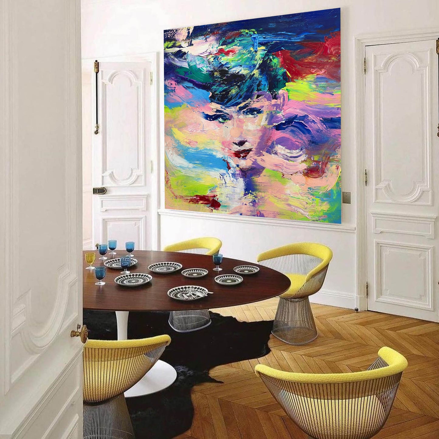 Vibrant Abstract Portrait – Colorful Oil Painting for Modern Art Lovers