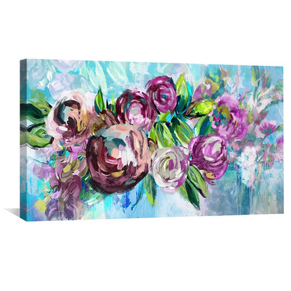 Vibrant Floral Harmony: Colorful Oil Painting of Roses and Petals