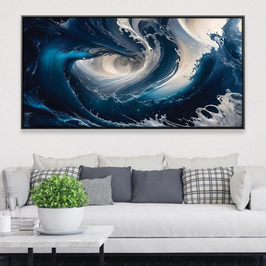 Dynamic Ocean Swirls Abstract Oil Painting for Modern Home Decor