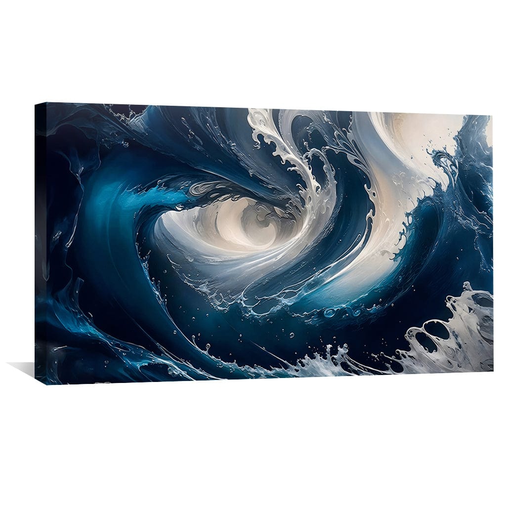 Dynamic Ocean Swirls Abstract Oil Painting for Modern Home Decor