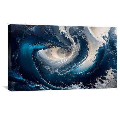 Dynamic Ocean Swirls Abstract Oil Painting for Modern Home Decor