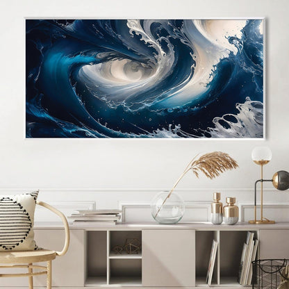Dynamic Ocean Swirls Abstract Oil Painting for Modern Home Decor