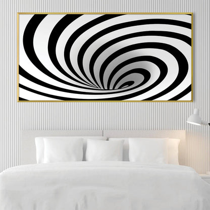 Abstract Black and White Swirl Oil Painting for Modern Home Decor