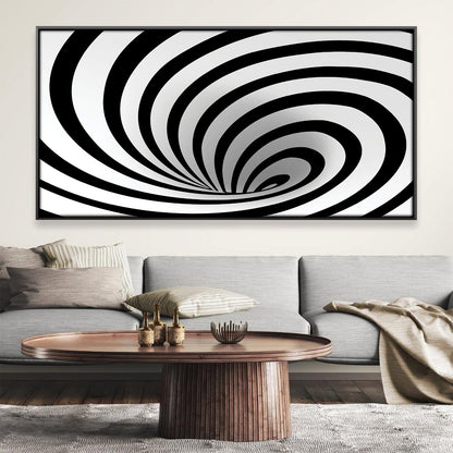 Abstract Black and White Swirl Oil Painting for Modern Home Decor