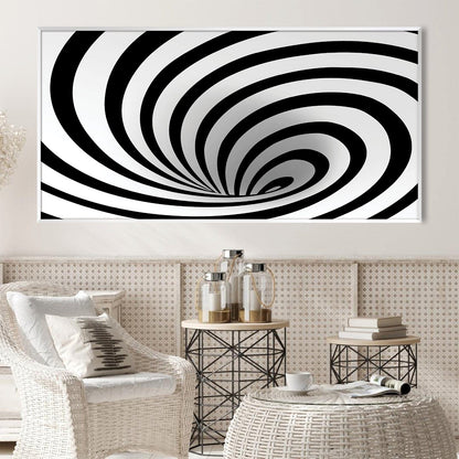 Abstract Black and White Swirl Oil Painting for Modern Home Decor