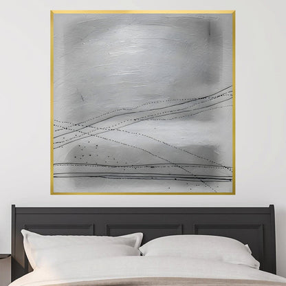 Abstract Grayscale Oil Painting with Subtle Lines and Textured Depth