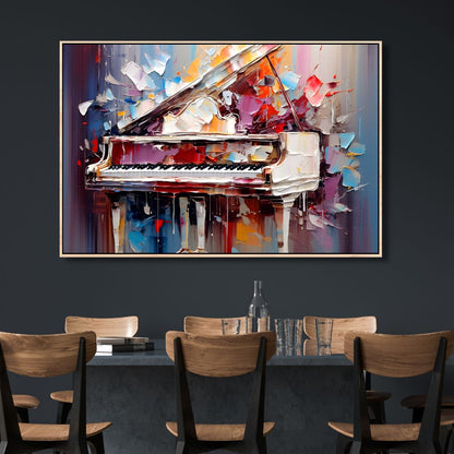 Colorful Abstract Grand Piano Oil Painting for Elegant Home Decor