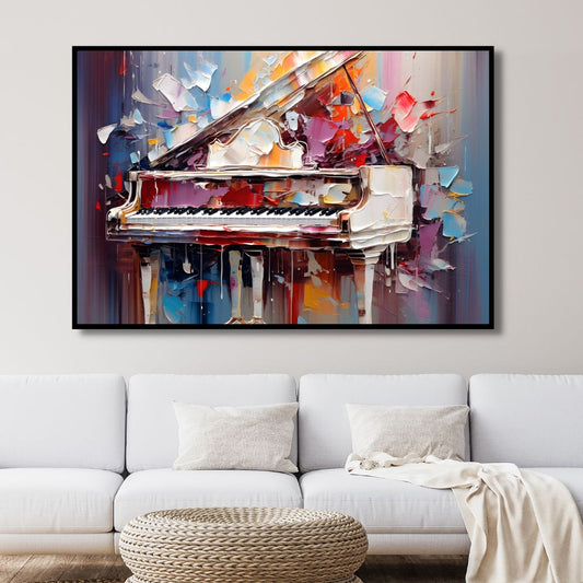 Colorful Abstract Grand Piano Oil Painting for Elegant Home Decor