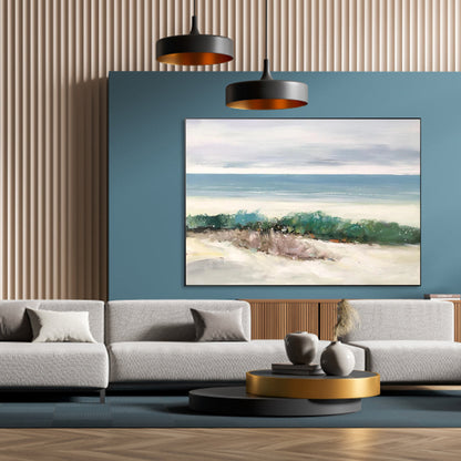 Serene Beachscape: Tranquil Waves and White Sands Oil Painting