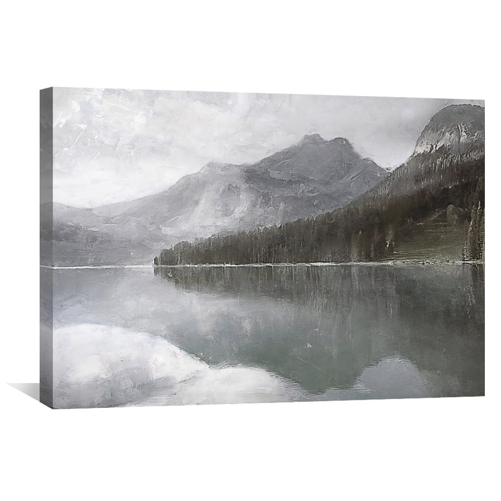 Serene Mountain Reflection Oil Painting for Tranquil Home Decor