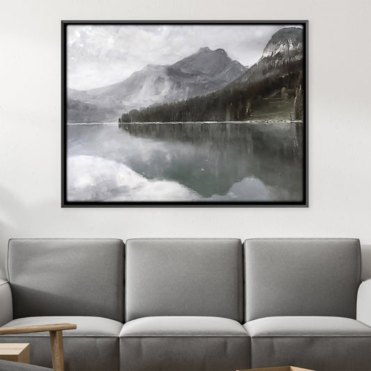 Serene Mountain Reflection Oil Painting for Tranquil Home Decor