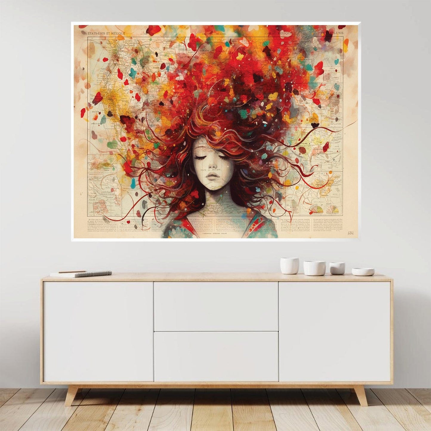 Vibrant Abstract Woman with Colorful Hair - Expressive Oil Painting for Modern Decor