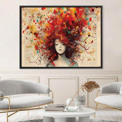 Vibrant Abstract Woman with Colorful Hair - Expressive Oil Painting for Modern Decor