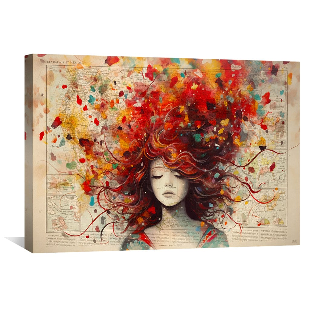 Vibrant Abstract Woman with Colorful Hair - Expressive Oil Painting for Modern Decor