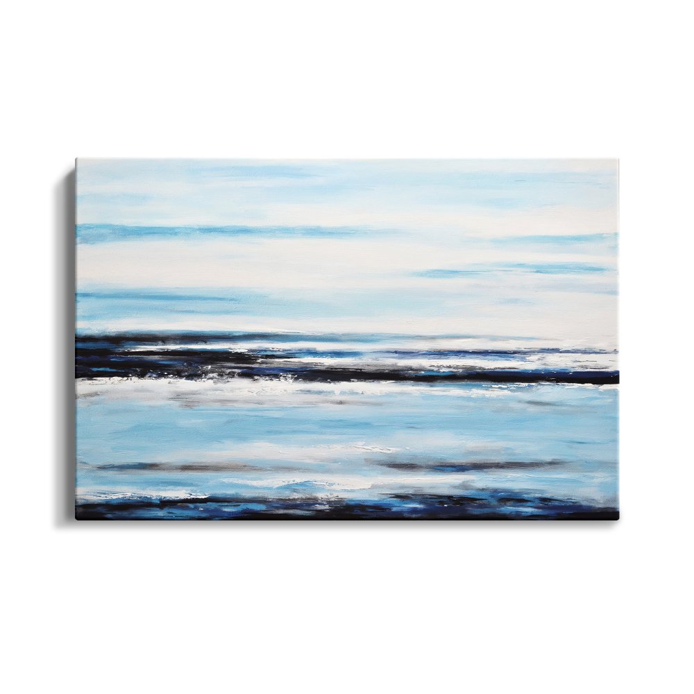 Breathtaking Abstract Oil Painting of Tranquil Ocean Waves and Serene Skies