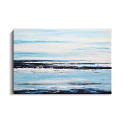 Breathtaking Abstract Oil Painting of Tranquil Ocean Waves and Serene Skies