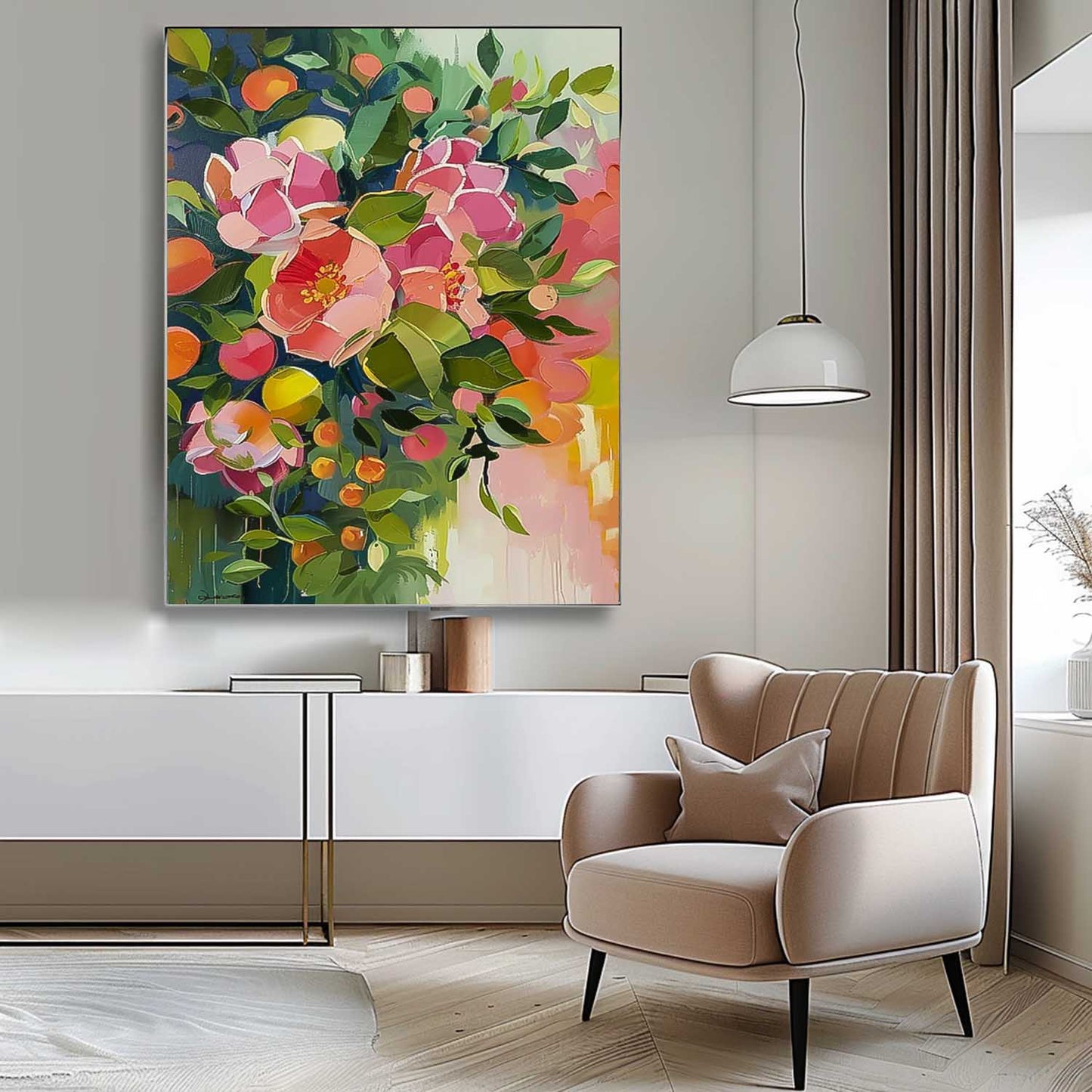 Vibrant Floral Oil Painting for Home Decor and Art Lovers