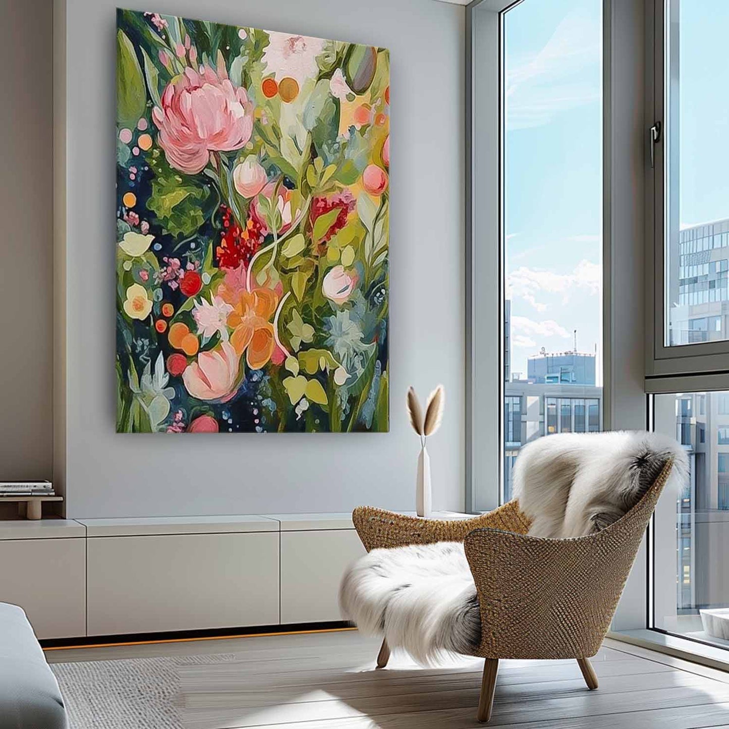 Vibrant Floral Oil Painting for Home Decor and Wall Art