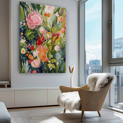 Vibrant Floral Oil Painting for Home Decor and Wall Art