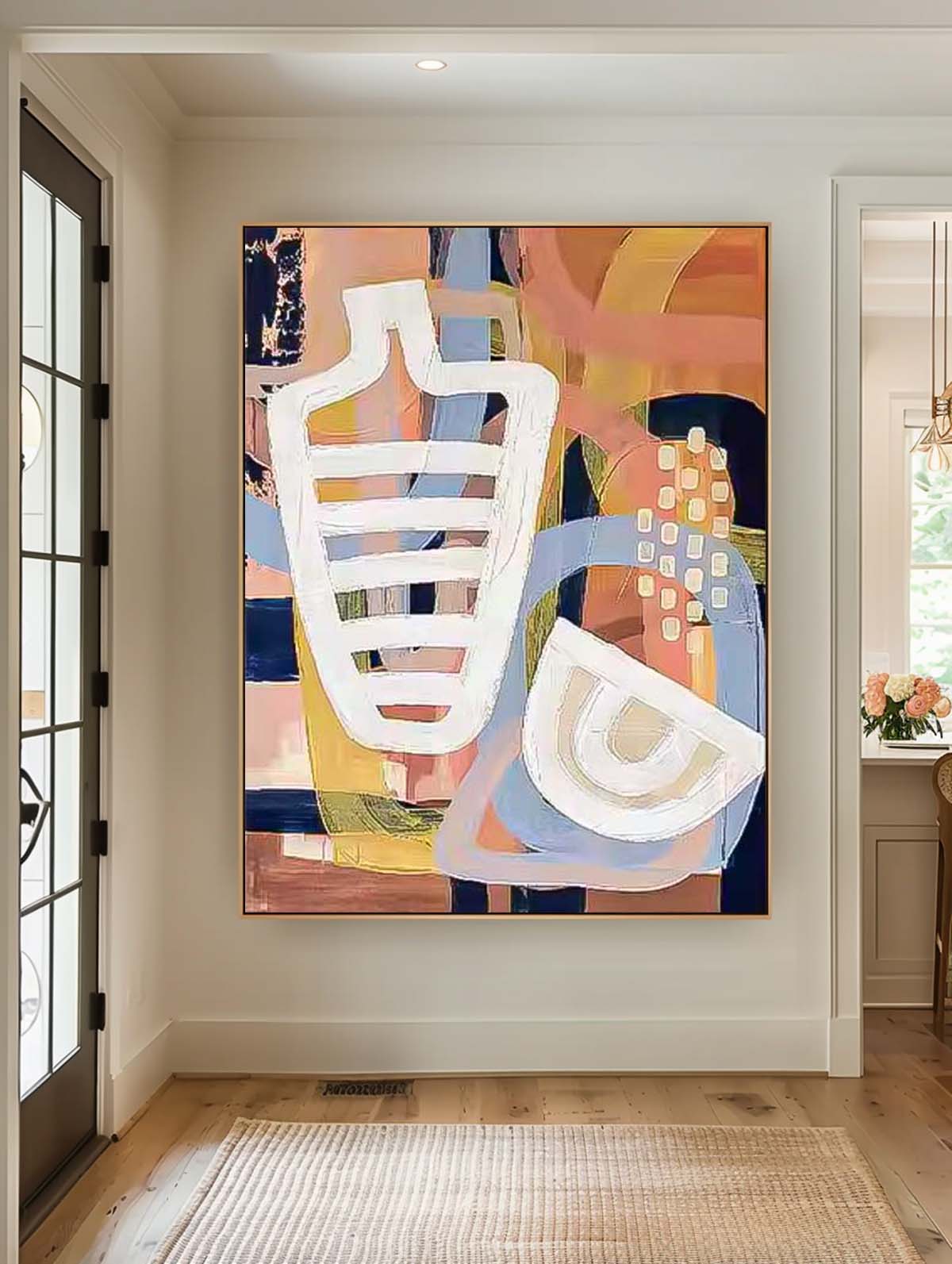 Abstract Geometric Oil Painting for Modern Home Decor and Art Enthusiasts