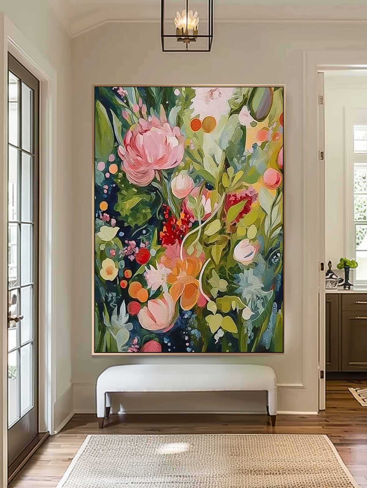 Vibrant Floral Oil Painting for Home Decor and Wall Art