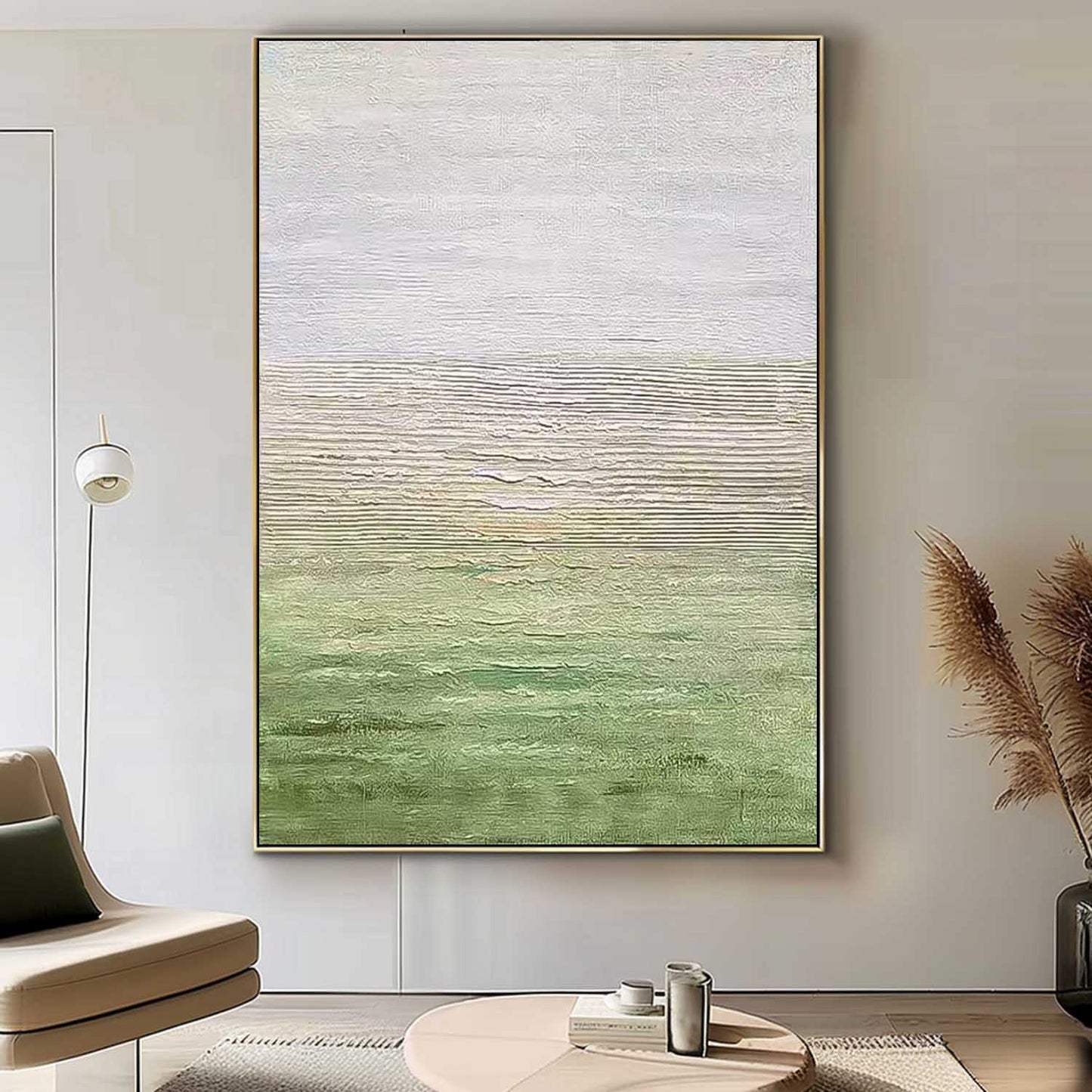 Serene Minimalist Oil Painting for Tranquil Home Decor
