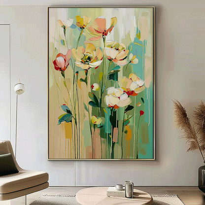 Vibrant Floral Oil Painting for Home Décor – Colorful Flower Art Canvas