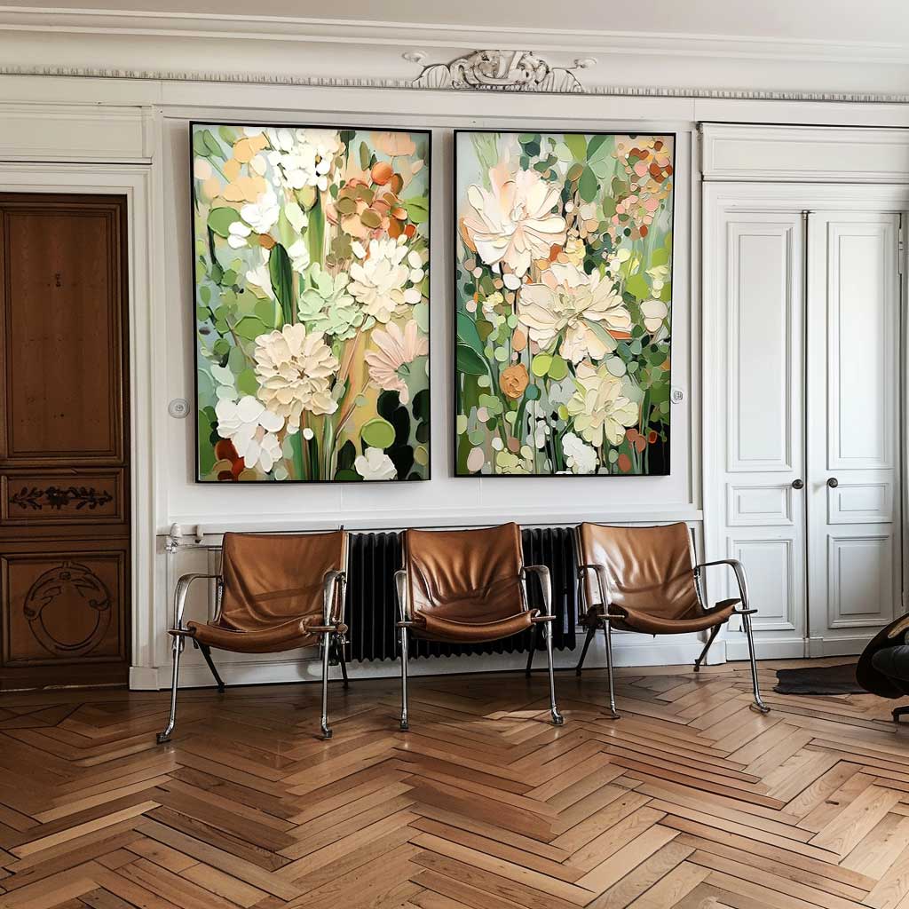 Vibrant Floral Oil Painting Set - Beautiful Canvas Art for Home Decor