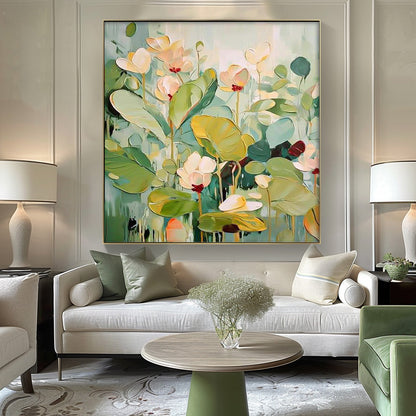 Vibrant Floral Oil Painting on Canvas – Blooming Garden Wall Art Decor