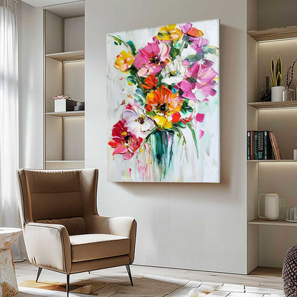 Vibrant Floral Bouquet Oil Painting for Home Decor and Gift Ideas