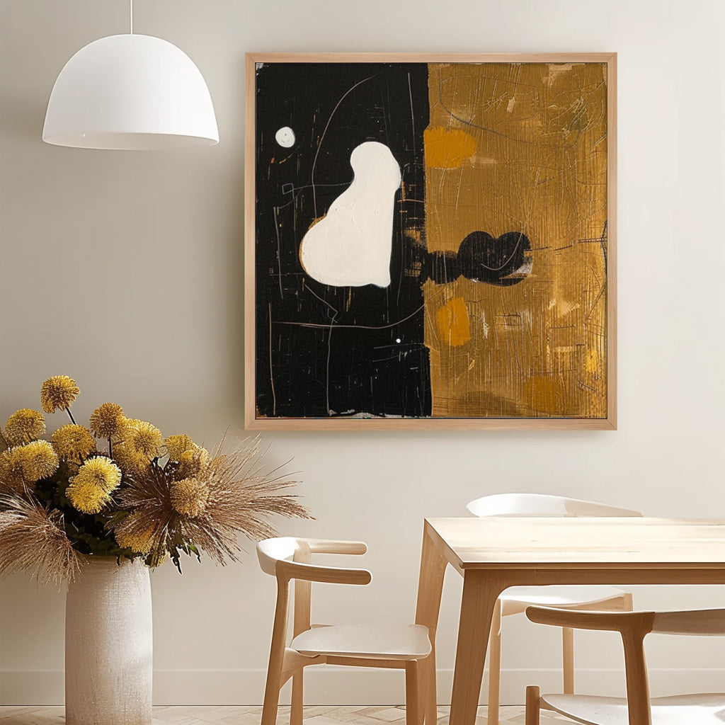 Contemporary Black and Gold Abstract Oil Painting for Modern Home Decor