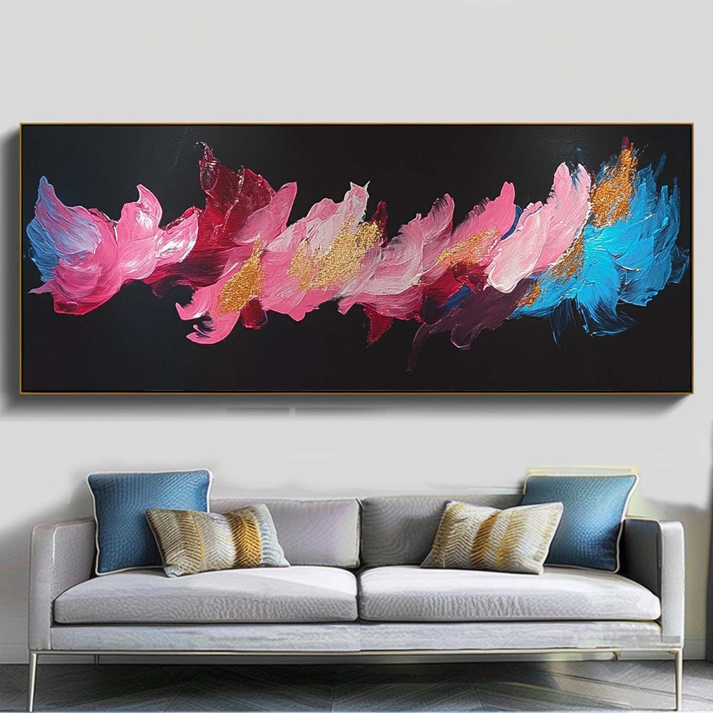 Vibrant Abstract Floral Oil Painting on Canvas for Modern Home Decor