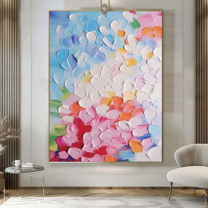 Vibrant Floral Abstract Oil Painting for Modern Home Decor