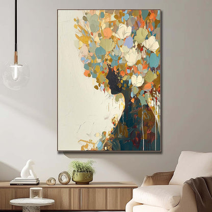 Floral Silhouette Oil Painting for Home Decor and Elegant Wall Art