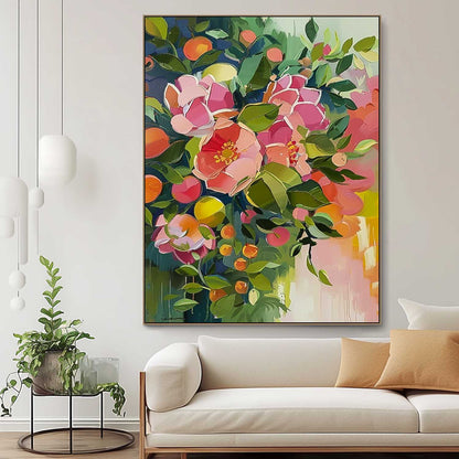 Vibrant Floral Oil Painting for Home Decor and Art Lovers