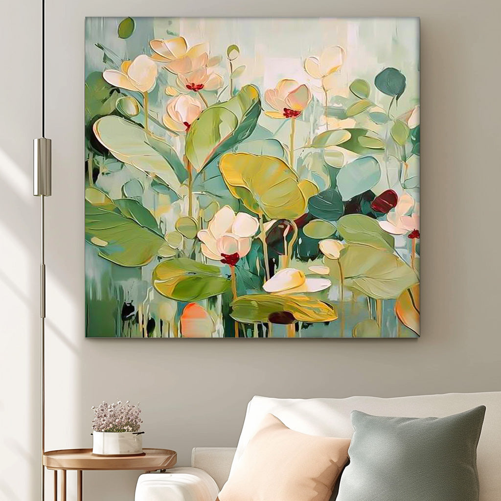 Vibrant Floral Oil Painting on Canvas – Blooming Garden Wall Art Decor