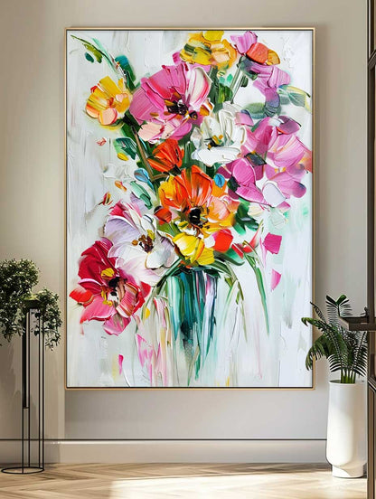 Vibrant Floral Bouquet Oil Painting for Home Decor and Gift Ideas