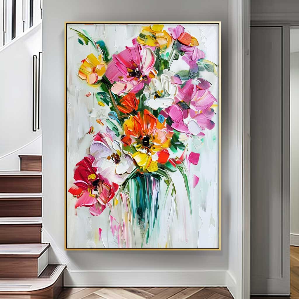 Vibrant Floral Bouquet Oil Painting for Home Decor and Gift Ideas
