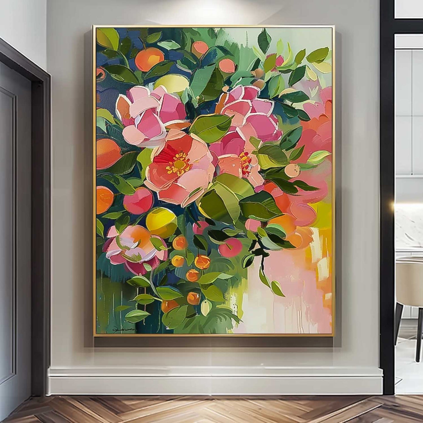 Vibrant Floral Oil Painting for Home Decor and Art Lovers