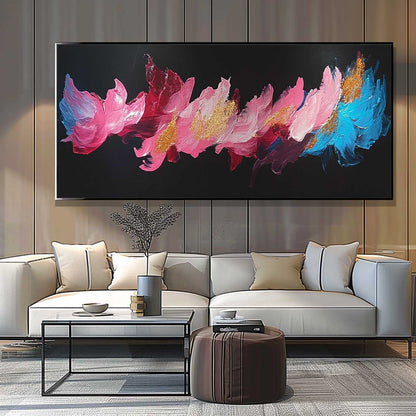 Vibrant Abstract Floral Oil Painting on Canvas for Modern Home Decor