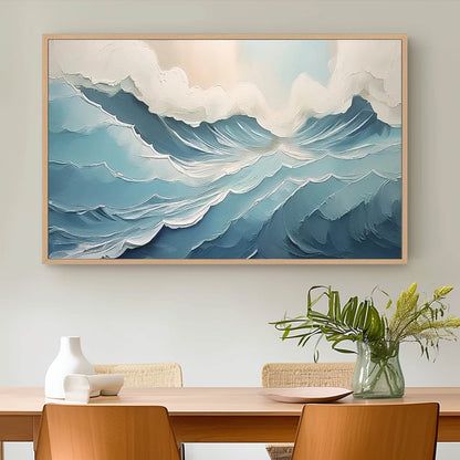 Serene Ocean Waves Oil Painting for Coastal Home Décor