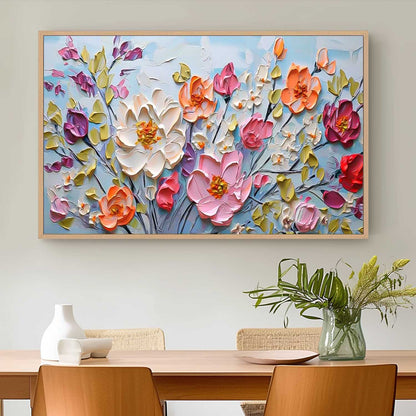 Vibrant Floral Oil Painting - Colorful Modern Canvas Art for Home Decor